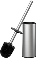 FORIOUS Toilet Brush and Holder Set Brushed Nickel, Heavy Duty 304 Stainless Steel Base and Long Handle Toilet Bowl Cleaners Brush, for Bathroom Storage and Organization, 2 Brush Head