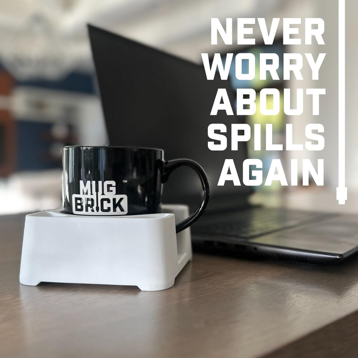 MugBrick Drink Holder for Couch, Bed, Car, Boat - Non-Spill Table and Desk Cup Holder, Tip Proof Spill Prevention Organizer, White + Pink Glow