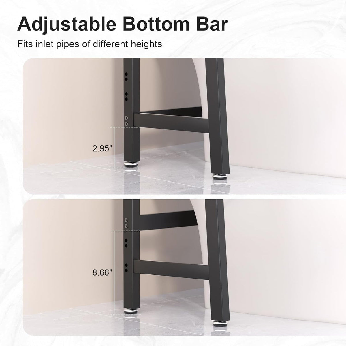 VASMIA Over The Toilet Storage Shelf,3-Tier Bathroom Organizer Over Toilet Storage Cabinet,Freestanding Space Saver with 3 Hooks Black and Rustic Brown