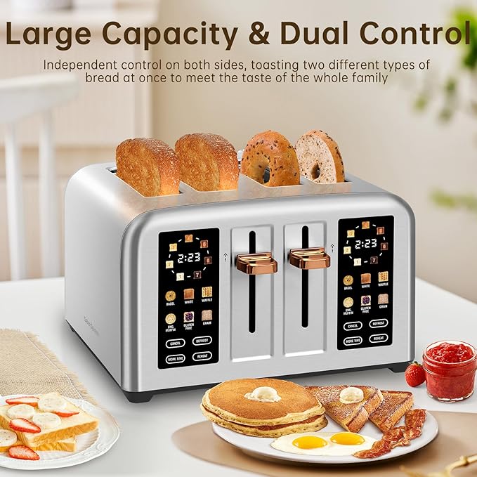 SEEDEEM Toaster 4 Slice, Stainless Steel, Touch Screen