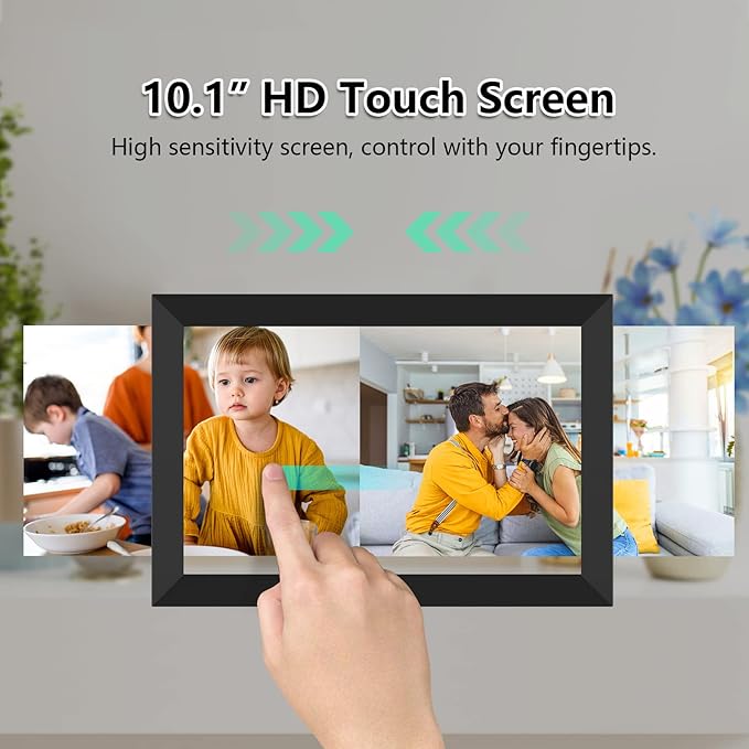 FRAMEO Digital Photo Frame WiFi 32GB 10.1 Inch 1280x800 IPS Touch Screen