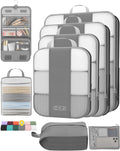 8 Set Compression Packing Cubes for Travel Essentials,Compressible Expandable Packing Cubes for Suitcase,OlarHike Luggage Organizer Bags for Travel,Handy Helper for Organizing Clothes(Gray)