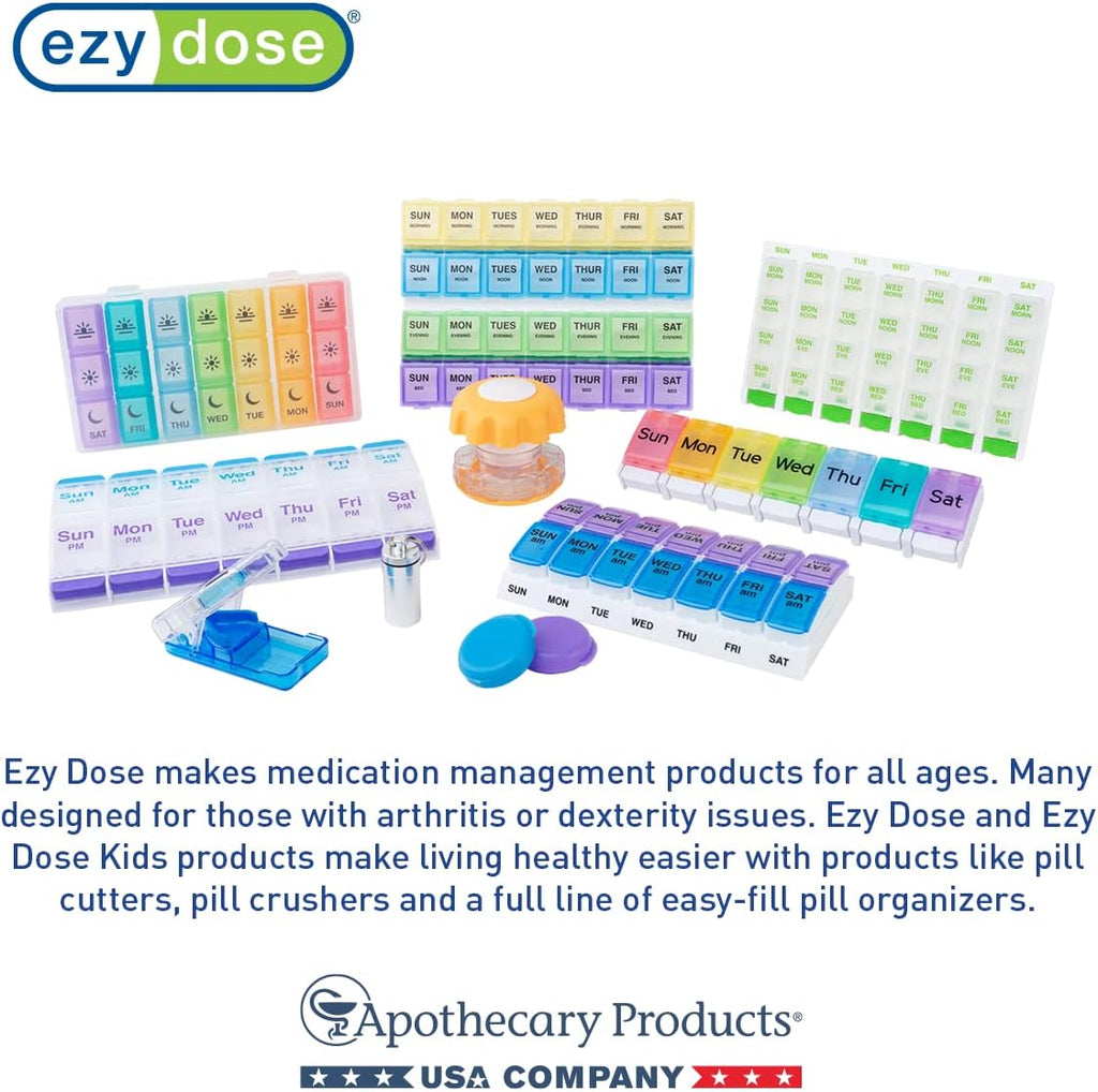EZY DOSE Slide Pill Organizer, Stylish Medication Storage Case with Durable BPA-Free Plastic with Aluminum Exterior, Large 7-Day Weekly Compartments, Tablets, Vitamins, Compact, 9-Inch, Gray