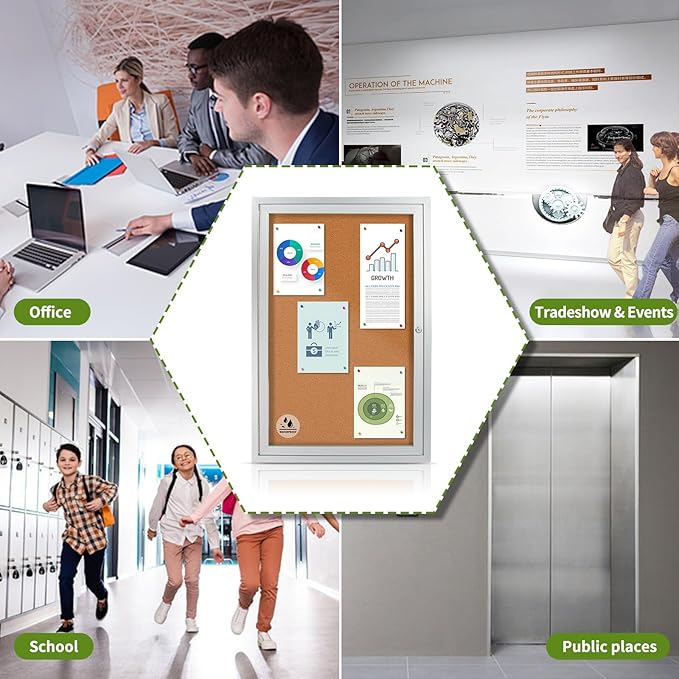 Lockable Outdoor Enclosed Bulletin Board, Weatherproof Cork Noticeboard