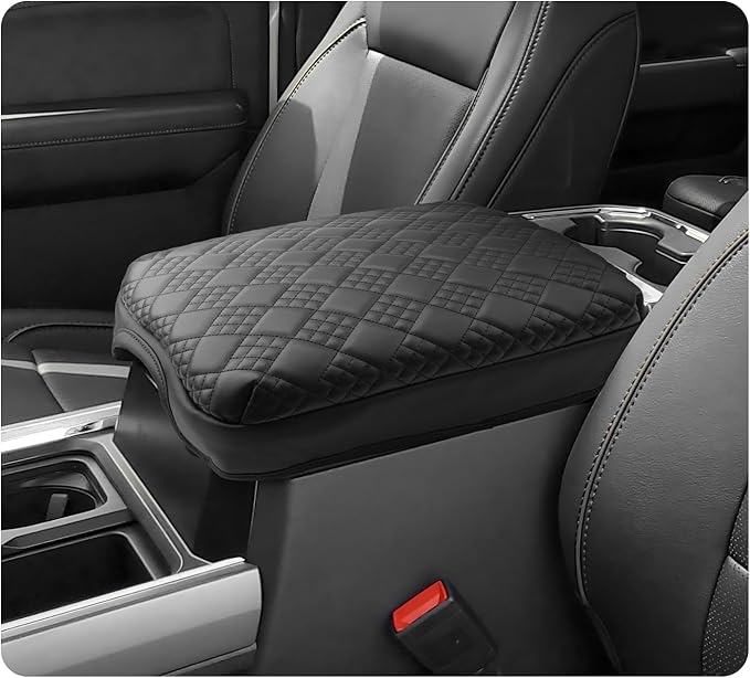 2025 2026 F 250 F 350 F 450 Super Duty Center Console Cover Compatible with 2023 2024 2025 2026 Ford F250 F350 F450 Super Duty Accessories F-250 F-350 F-450 Armrest Arm Rest Console Cover(Thick Black)