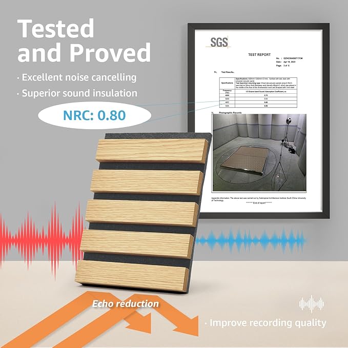Art3d 4pcs-107 x 8in Slat Acoustic Panel