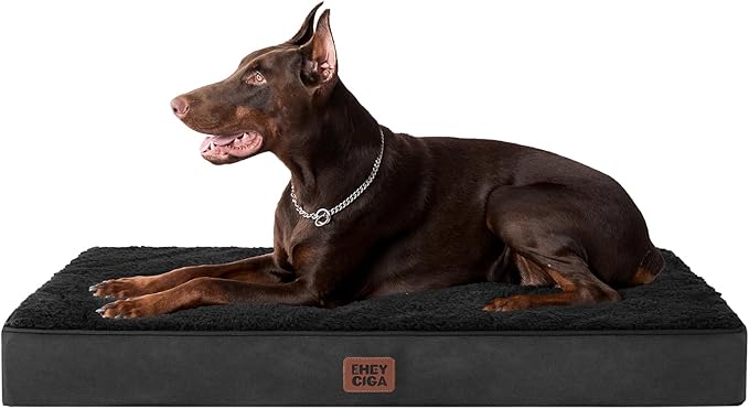EHEYCIGA Orthopedic XL Dog Beds for Extra Large Dogs with Removable Washable Cover, Black, 44x32