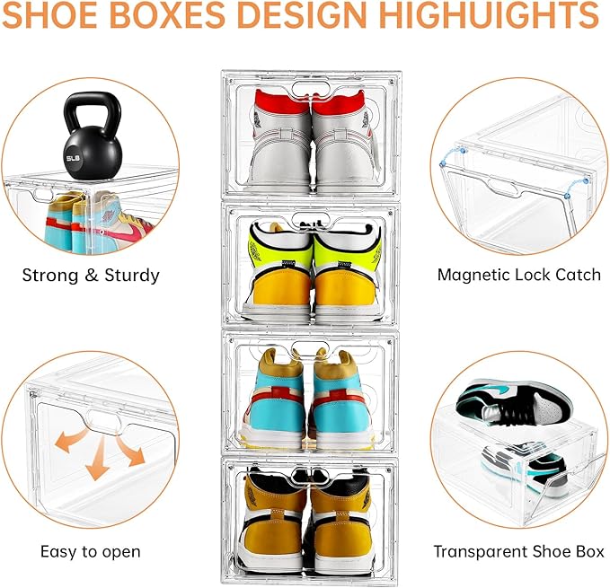 6 Pack Large Shoe Storage Box, Shoe Containers