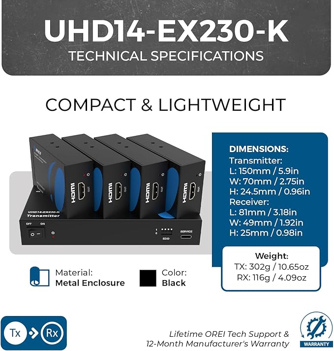 OREI 4K 1x4 HDMI Extender Splitter
