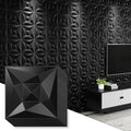 Greymond Black PVC 3D Wall Panels, 33 Pack 11.8''x11.8''Geometric Design