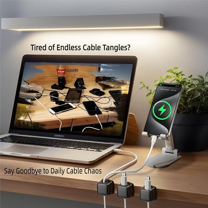 12 Pack Cable Management Clips, M-Xeotei 2-in-1, Magnetic and Adhesive,Cable Holder, Multi-Surface Cord Organizer for Metal/Wood/Plastic, Space Saving Switchable Base Works on Desk/Car/Office (Black)