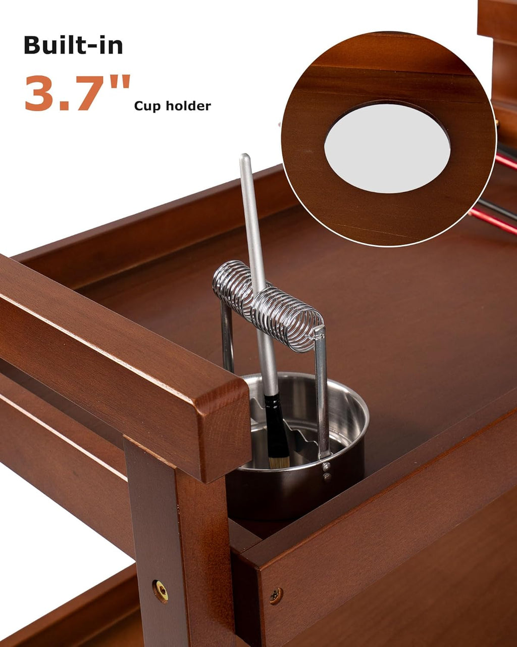 DJAR Rolling Art Supplies Cart, Solid Beech Wood Art Supply Organizert with Caster Wheels, Utility Cart for Adults, Artists, (Walnut, Basic)
