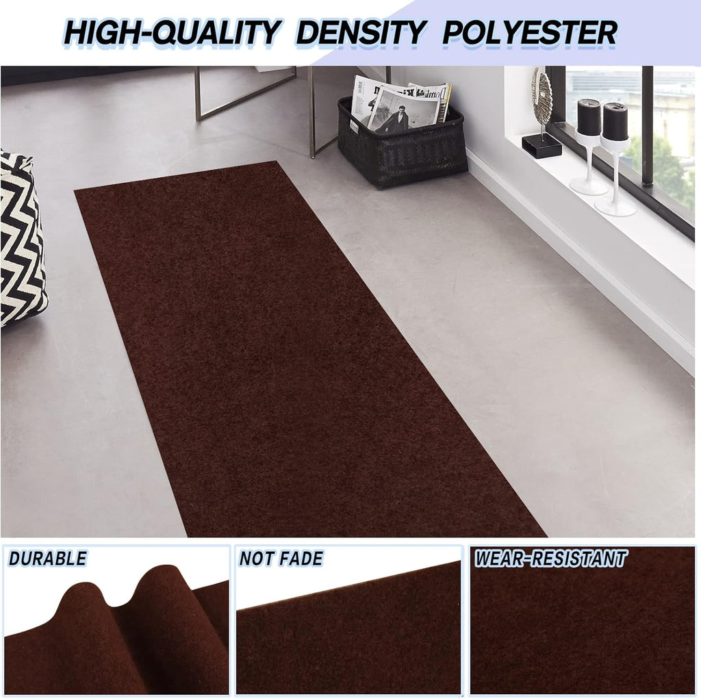 Custom Size Backed Non-Slip Area Rugs Runner, Easy Clean, Waterproof Runner Rugs for Hallway Entryway, Kitchen, Laundry, 4FT x 49FT, Brown