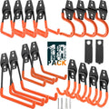 18 Pack Heavy Duty Garage Hooks, Utility Wall Mounted Storage System, with Anti-Slip Coating Hanger, for Hanging Power and Garden Tools, Ladders, Bikes, Ropes and Bulk Items