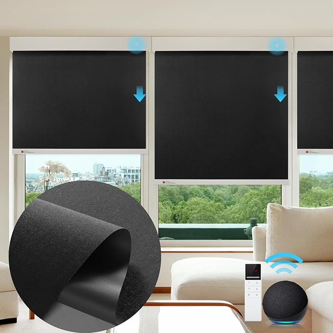 ZSTARR Motorized Smart Blind for Window, Automatic Blackout Roller Shade