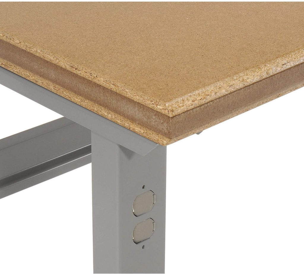 Global Industrial Mobile Adjustable Height C-Channel Leg Workbench, Shop Top Square Edge, 60"W x 30"D, Gray
