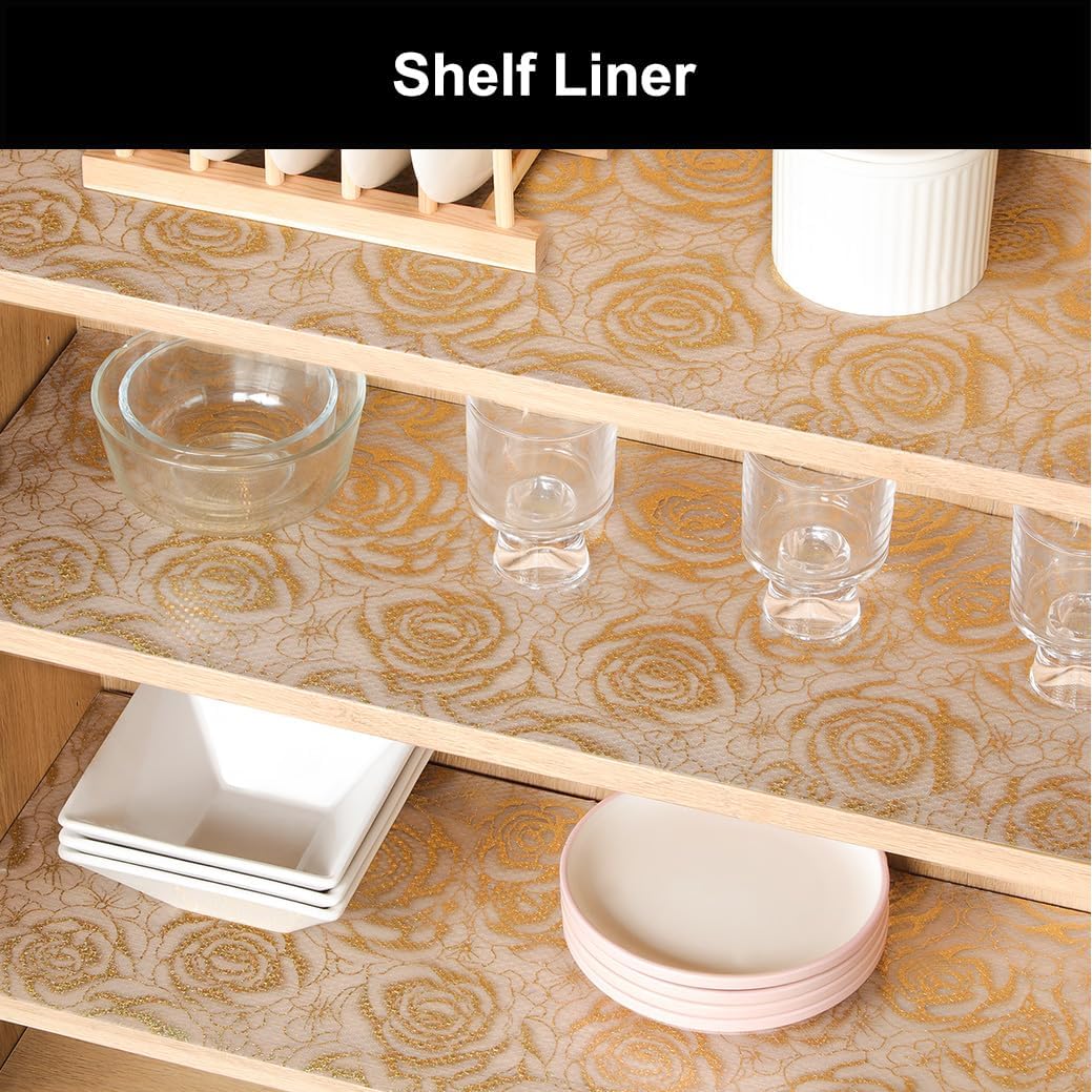 Cooyes Shelf Liner – Premium Non-Adhesive Cabinet & Drawer Liner for Kitchen – Waterproof Shelf Paper with Modern Pattern – Durable EVA Cabinet Mat – Easy to Cut （17.5" W x 360" L）