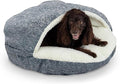 Snoozer Cozy Cave Dog Bed - Indoor Dog Bed with Cover Cave, Covered Calming Burrow for Small Sized Pets with Blanket Attached, Enclosed, Removable Washable Cover - Small, Palmer Indigo