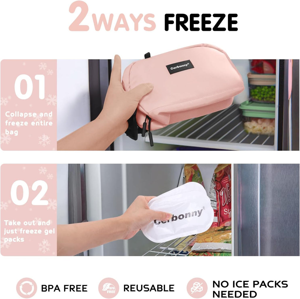 Small Cooler Bag Freezable Lunch Bag for Work School Travel,Leak-proof Small Lunch Bag,Small Insulated Bag For Kids/Adults,Freezer Lunch Bags,Freezable Snack Bag,Mini Lunch Bag 9.8x5.5x4 inches