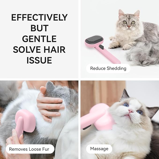 Aumuca Cat Brushes for Indoor Cats, Cat Hair Brush for Shedding, Cat Brush for Long or Short Haired Cats, Cat Grooming Deshedding Brush for Dog Kitten Horse Massage Removes Loose Fur