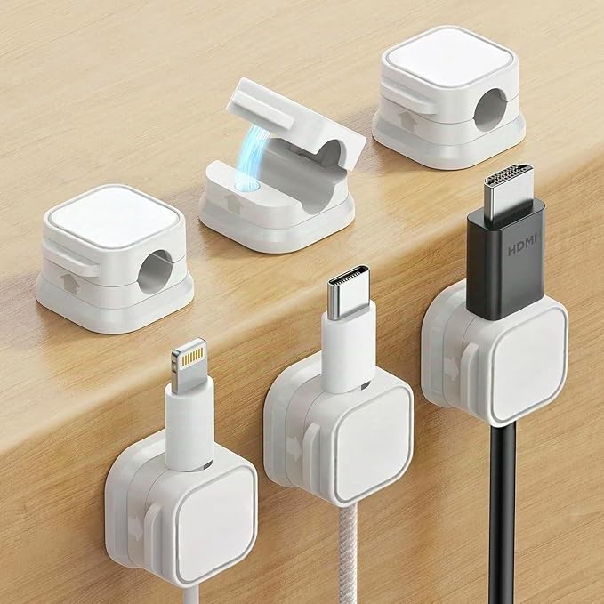 6 Pack Magnetic Cord Organizer,Desk Cable Management Clips, Phone Charger Wire Organizer Keeper for Nightstand Car Office Accessory