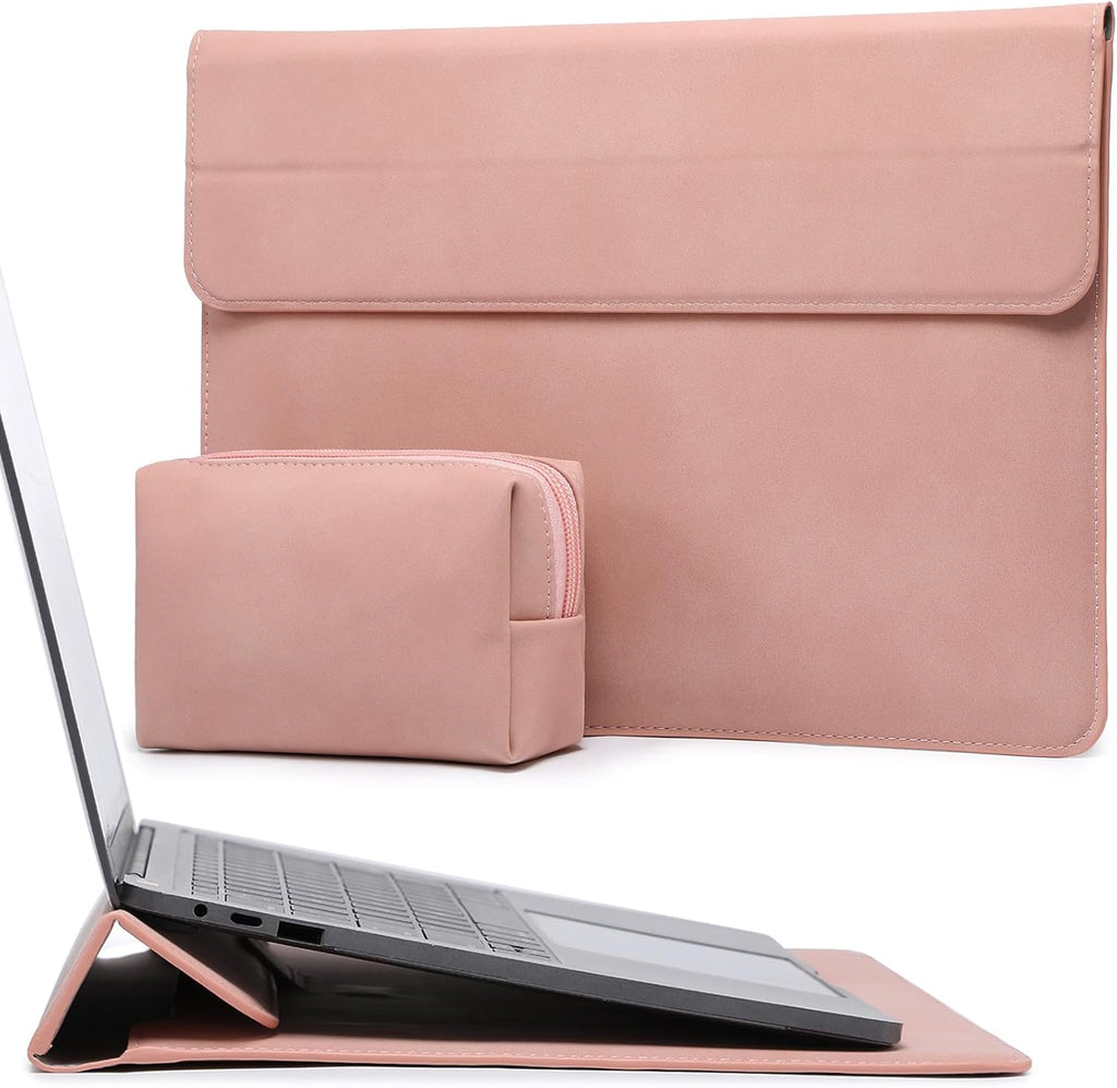 HYZUO 15-16 Inch Laptop Sleeve Case with Stand Feature for MacBook Pro 16 M4/M3/M2/M1 Pro/Max 2025-2019, XPS 15, MacBook Pro 15 2015-2012, Samsung Galaxy Book Flex/Pro 15, Pink