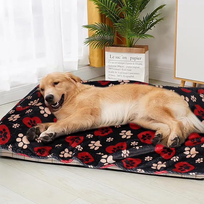 Gowyeg Premium Soft Dog Blanket Washable,43"x30" Cat Blanket for Indoor Cats Large Medium Small Dog Gifts Puppy Essentials (Red/Black)