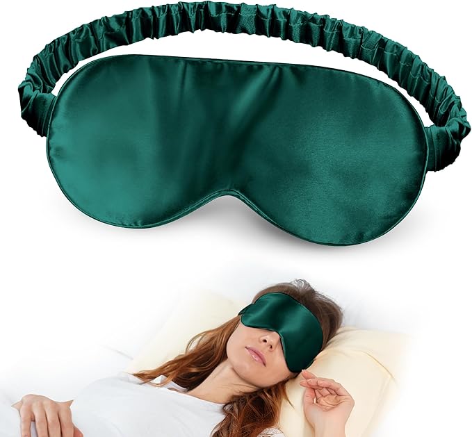 SilkDream 100% Mulberry Silk Sleep Mask Eye Mask for Sleeping 22 Momme Nature 6A Real Silk Gifts for Women&Men DarkGreen
