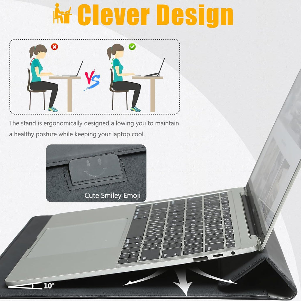 HYZUO 15-16 Inch Laptop Sleeve Case with Stand Feature for MacBook Pro 16 M4/M3/M2/M1 Pro/Max 2025-2019, XPS 15, MacBook Pro 15 2015-2012, Samsung Galaxy Book Flex/Pro 15, Graphite