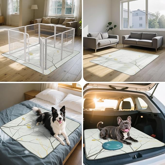 FXW Washable Pee Pads for Dogs, Puppy Pads with Super Absorbent, Specifically Designed for FXW Rollick/Homeplus 24 inch 8 Panels Dog Playpen, 63" Square, Branch, 1 Pack