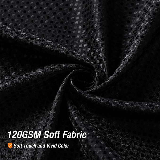 Gibelle Extra Long Shower Curtain 72 x 84, Waffle Weave Fabric Shower Curtain with Mesh Top Window and Hooks Set, Hotel Style Bathroom Design, Black