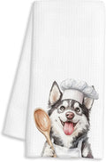 Funny Siberian Husky Chef Kitchen Towels, Gifts for Husky Lovers, Chef Gifts for Women Men, Funny Dog Decorative Dish Hand Tea Towels for Kitchen Bakery, 16x24 Inch