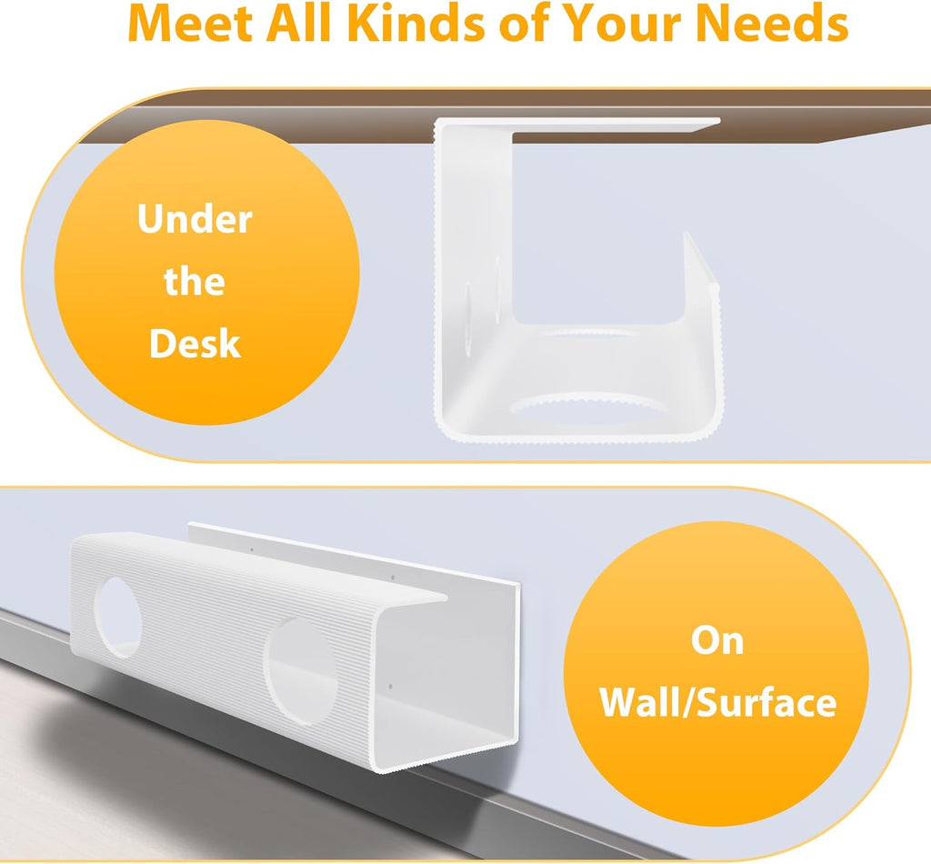 ZhiYo 2 Pack Large Capacity Cable Management Tray, Under Desk Cable Tray 31.5in(2X L15.7in), PVC Standing Desk Cord Management Ideas, Cable Organizer for Office and Home - White