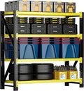 3000LBS Heavy Duty Storage Shelves,78''H Metal Garage Shelving, 4-Tier Adjustable Garage Organization Shelving Units, Industrial Shelving for Warehouse,Workshop- Black & Yellow