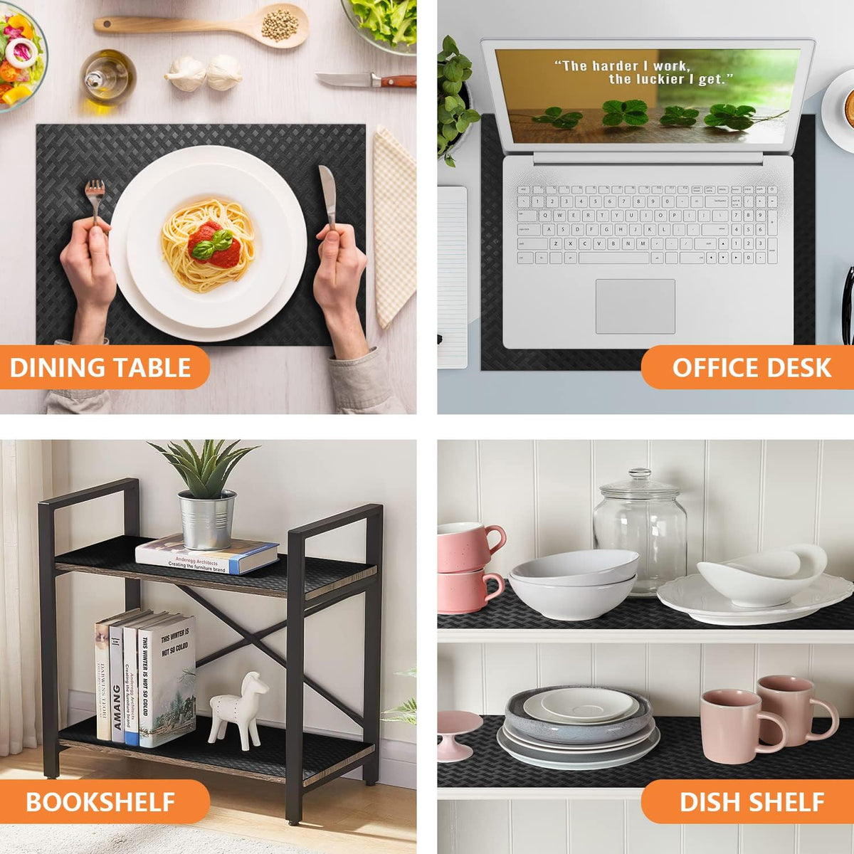 Shelf Liners for Kitchen Cabinets Refrigerator Liners Waterproof & Oil-Proof Kitchen Cupboard Liner Non-Slip Drawer Mats EVA Material Non Adhesive Fridge Liner for Shelves -Black 11.8 x 393.7 Inches