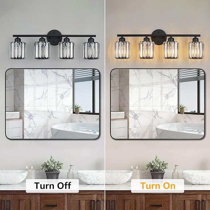 FDPBY Modern 4 Light Crystal Vanity Light, Compatible