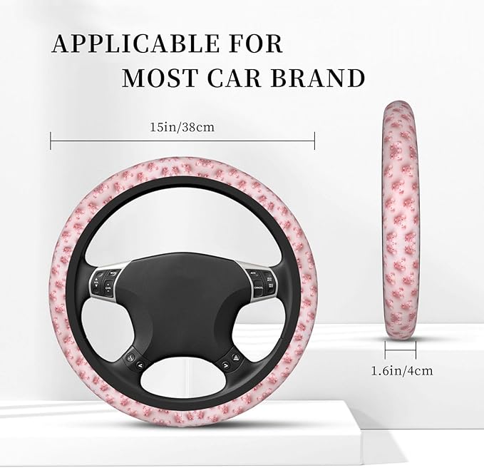 Pigs-Pattern Car Steering Wheel Cover, 15 Inch Steering Wheel Cover Stylish Decor for Most Cars