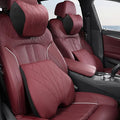 2 Packs Car Neck Pillow for BMW X3 X5 X1 X2 X4 X6 X7 1 2 3 4 5 6 7 Series Car Soft PU Leather Headrest and 100% Memory Foam Car Seat Pillow Head Neck RestCushion Accessories (Red)