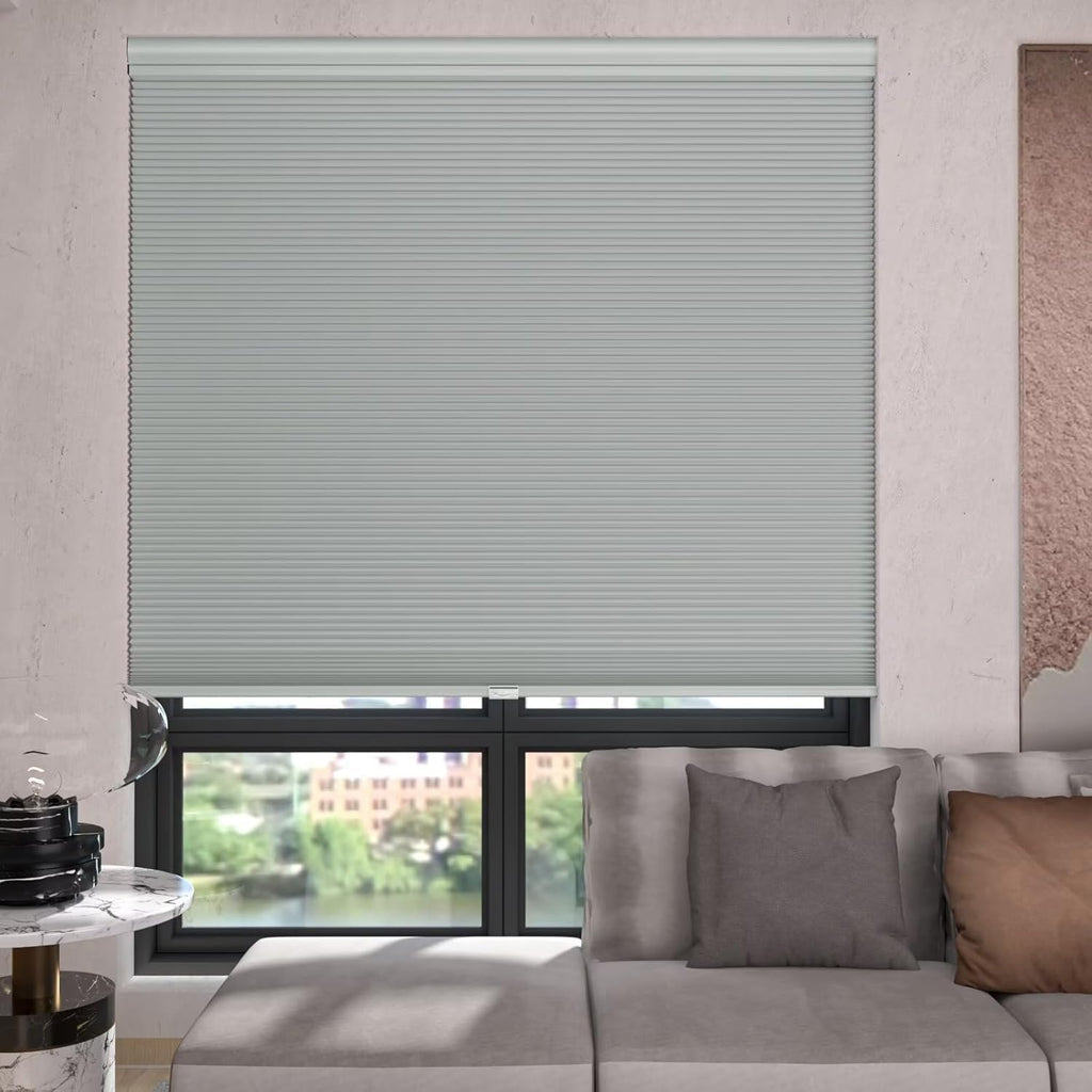 Top Down Bottom Up（TDBU） Cellular Shades, 1.5 inch Cordless Blackout Honeycomb Pleated Blinds for Windows Home Bedroom Office, Light Control, Thermal Insulated, 35" W x 64" H, Gray