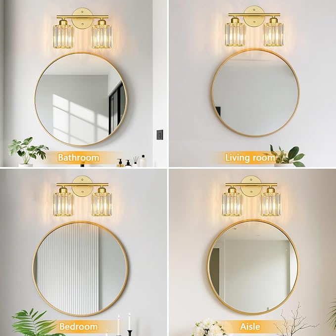 FDPBY Modern 2 Light Crystal Vanity Light, Compatible