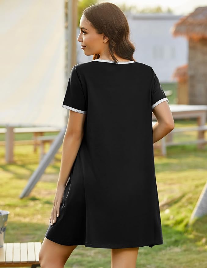 Ekouaer Zip Up Robes for Women Short Sleeves Zipper House Coat Short Bathrobes Lightweight Nightgown with Pockets S-3XL