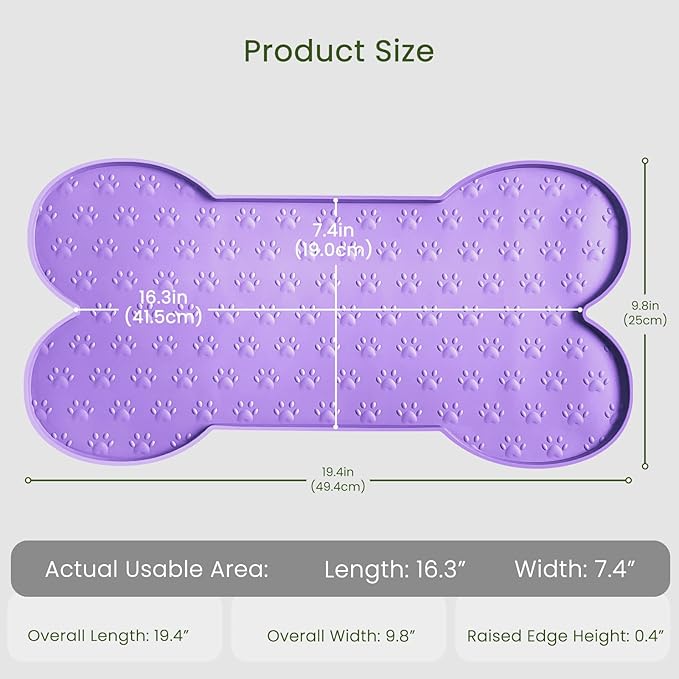 PWTAA Dog Food Mat Anti-Slip Silicone Dog Bowl Mat Thicker Pet Placemat Waterproof Cat Feeder Pad with Raised Edge Puppy Kitten Feeding Mats Suitable Small Medium-Sized Dogs Cats Eating Tray