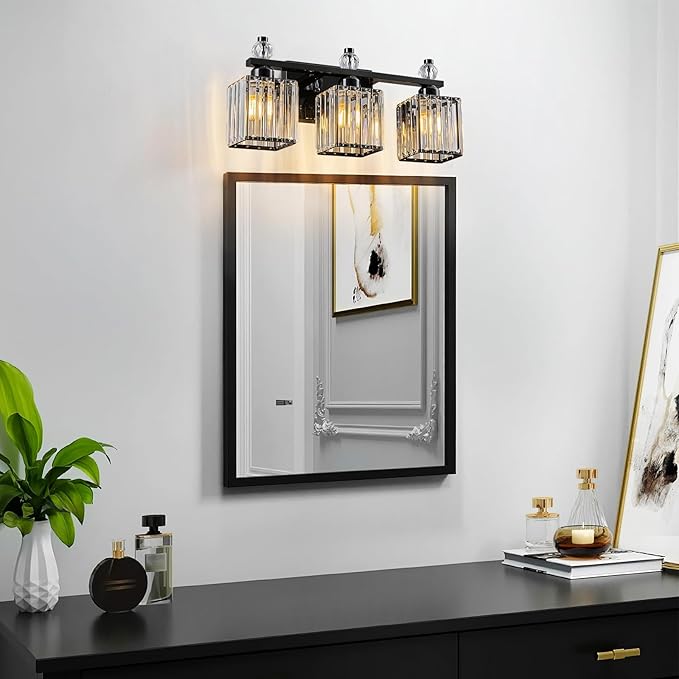 FDPBY Black Bathroom Vanity Lights Crystal Vanity Light Bathroom Lighting