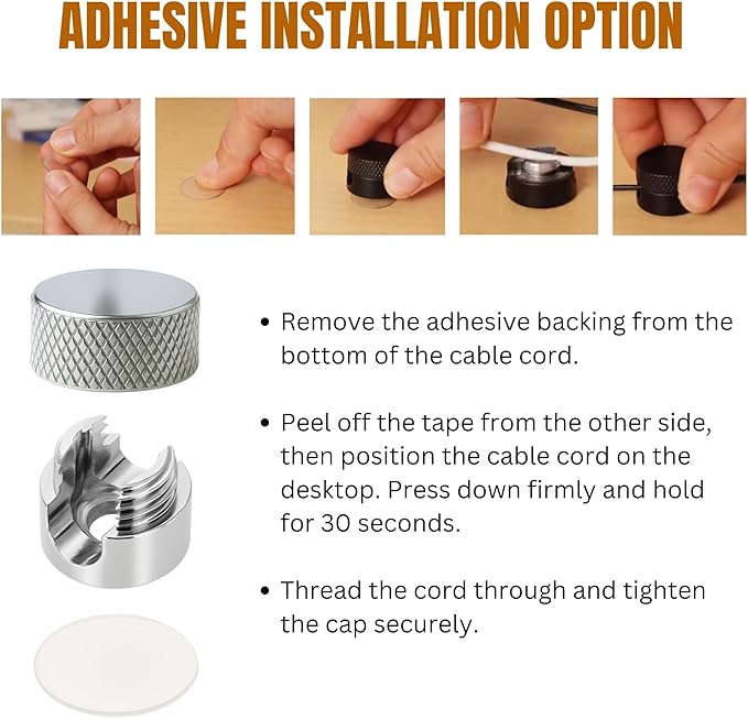 3PCS Cord Holder for Nightstand, Computer Cord Organizer for Desk, Appliance Cord Organizer, Stick-On Cable Clip for Charger, Laptop, USB, Headphones, Wire Management Set