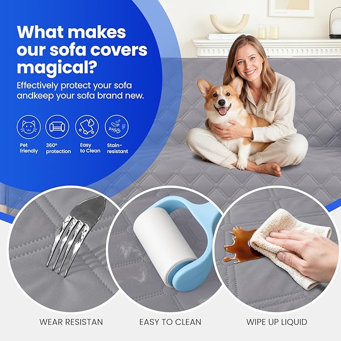CYCMACO Waterproof Dog Bed Cover Pet Blanket, Soft Couch Cover for Dogs Washable, Non-Slip Dog Blanket Protect Furniture Couch Sofa Car for Puppy Large Dogs Cat (30x70 Inch, Light Grey)