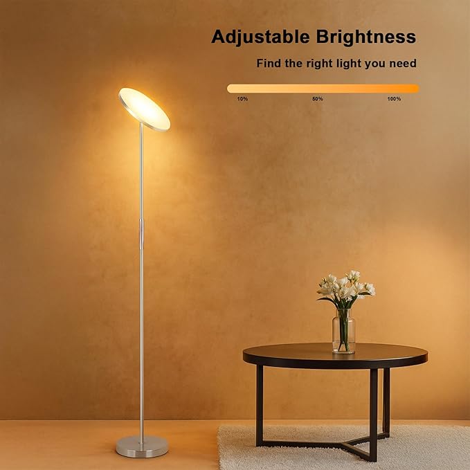 Floor Lamp, 30W/2400LM Sky LED Modern Torchiere 3 Color Temperatures Super