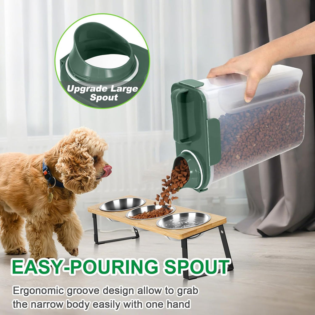TBMax Cat Dog Food Storage Container 5 to 7 lbs, Secondary Pet Food Storage Container Beyond a Large Dog Food Bin for Daily Use, Easy-Pouring Bird Seed Dispenser, Travel Kibble Holder -Bottle Green