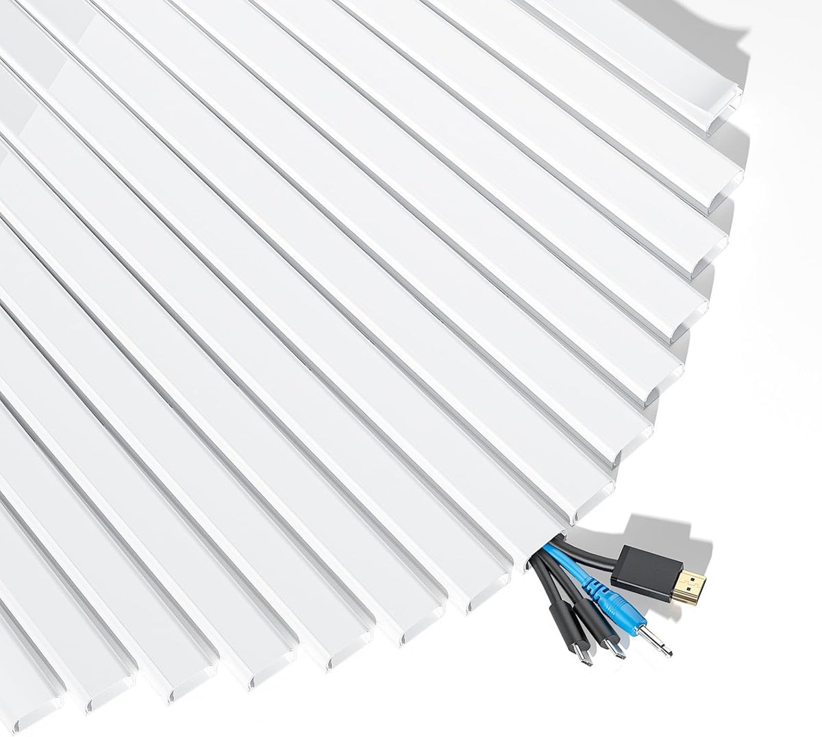 Yecaye 235in Wall Cord Hider for 3-4 Cords, On-Wall Cord Cover Channel, Long Cable Concealer, Cable Cover Cords Management for Home Office, W1.18in H0.63in, White