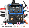 AZZUNO 200A Plasma Cutter Welder Combo, 9 in 1 Multiprocess Welder Machine Gas MIG/PULSE MIG/MAG/Flux Gasless MIG/Spool Gun Compatible/HF TIG/Stick/CUT/SPOT MIG, 110/220V Aluminum MIG Welding Machine