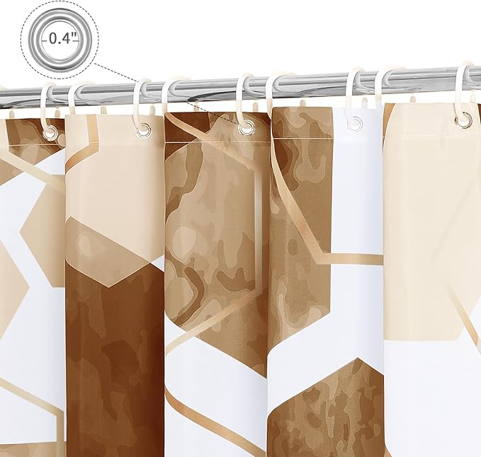 Litabel Brown and Grey Modern Shower Curtain for Bathroom, Geometric Art Decor Waterproof Bath Curtain, Abstract Fabric Shower Curtain Sets for Home Decor, 72x72 Inch